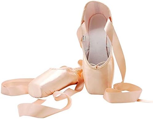 S.Lemon Adulto Proffeisonal Pink Stain Ballet Pointe Shoes para mulheres, com fita costurada