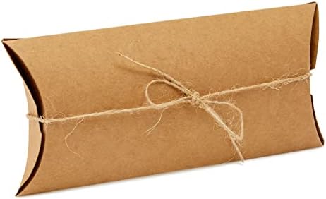 Caixas de travesseiros de papel Kraft 100 com barbante para jóias, casamento, favores de festa, cartões -presente