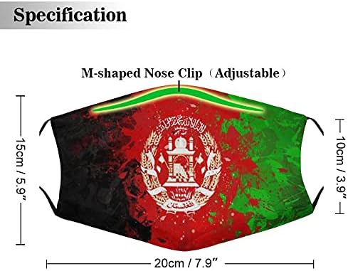Máscara lavável da bandeira do Afeganistão, unissex ajustável, esportes reutilizáveis ​​Conjunto de máscara respirável ao ar livre de 5