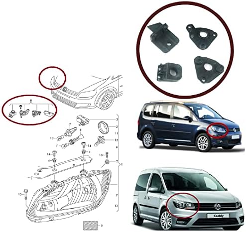 ESC EHL527 Conjunto de reparo da caixa do farol de farol 2K5998226 à direita para V.W Cad.dy 2k Tour.an 1T3