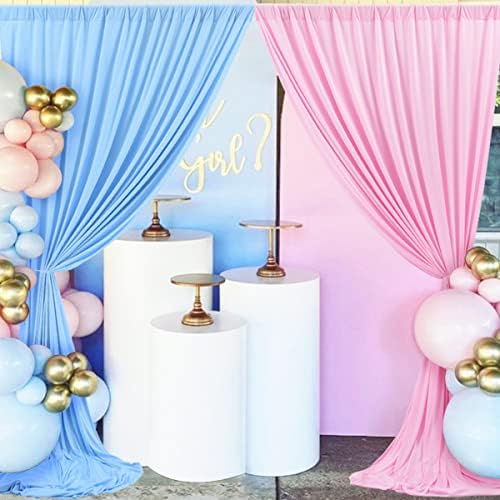 10x10 cortinas de cenário azul rosa para gênero revelam festas de garotos ou garotas rugas de cortinas grátis cortinas de pano de fundo decoração de tecido para festa de aniversário chá de bebê 5 pés x 10 pés, 2 painéis