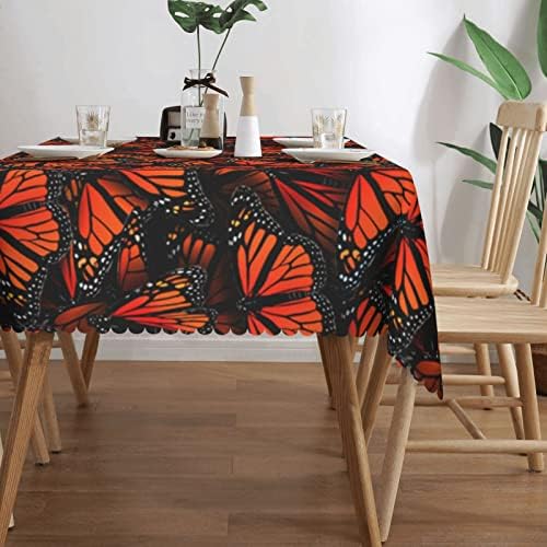 Tanta de mesa de borboletas monarca, tecido lavável de tabela de mesa retangular para festa de casamento de restaurante 54x72