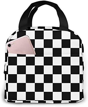 Lancheira de checkerboard para mulheres lancheiras isoladas reutiliza bolsa de calcinha para viagens de piquenique de trabalho