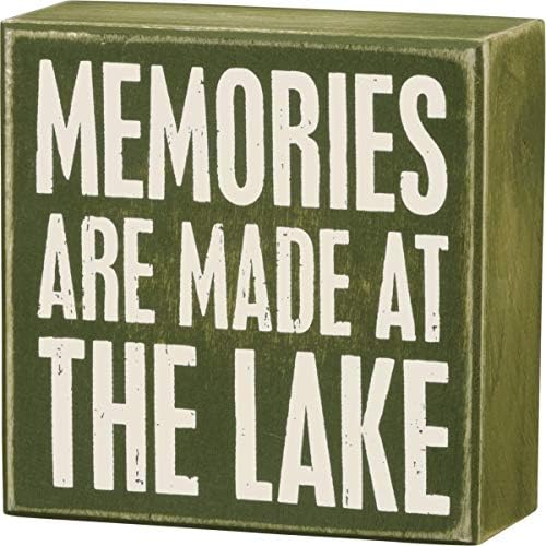 Primitivos de Kathy 21111 Sinal de caixa verde de oliveira, as memórias são feitas no lago