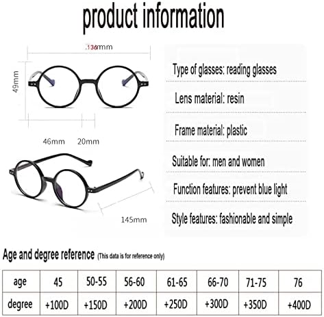 Voitead Reading Glasses Filtrando UV/Retro Computer Reader/Men/Women Anti-Blue Light Anti-Eyestrain Glasses