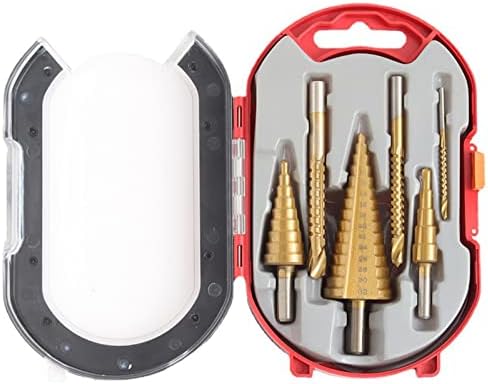 ETER Etapa Drill Bit Set & Automatic Center Punch- Unibit, titânio revestido, aço de alta velocidade, broca de comprimento