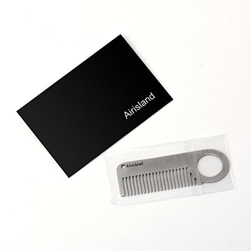 Airisland Keychain de aço inoxidável pente de bolso pequeno pente de bolso mini-estático bigode com 3,15 polegadas