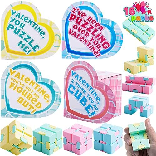 Joyin 16 PCs Infinity Cube Fidget Brinquedos Sensoriais com caixas cardíacas, brinquedos de inquieto de mão relaxantes