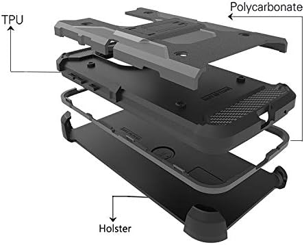 Igooke Moto E5 Plus coldre, capa de proteção de proteção robusta à prova de choque de serviço pesado com clipe giratório