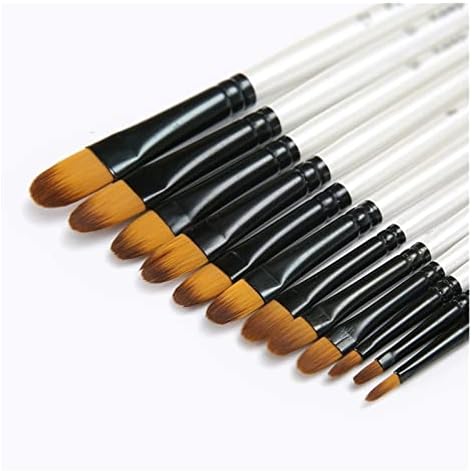 Escovas de nylon sxds 12 pérolas de bastão de madeira branca Conjunto de pintura de pintura a óleo pinting pincel
