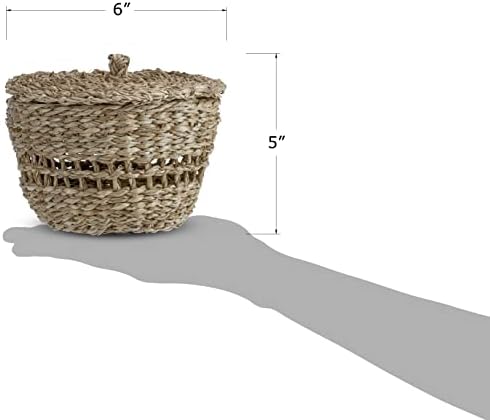 Red Co. 6 ”Pequeno cesto de armazenamento de ervas marinhas de margem de margem à mão com tampa
