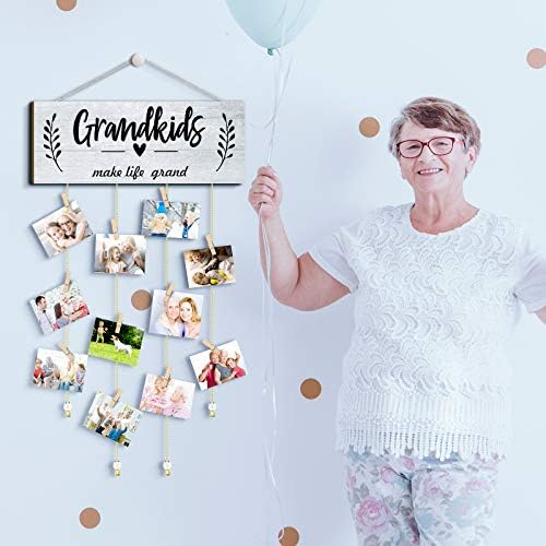 Avó Presentes Photo Frame Titular netos tornam a vida da Grandma's Picture Board Frame com clipes de madeira e cordas redondas