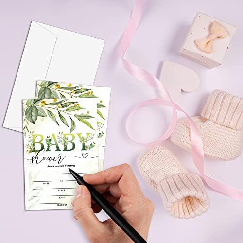 Cartões de convite para chá de bebê vegetação com envelopes （4 x 6） - Churrinismo da floresta convites para meninos e meninas, bebê
