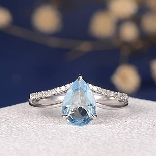 Anéis de dedo para mulheres requintadas anel de diamante elegante Promise de jóias anel de jóias de jóias de zircão azul anéis para mulheres