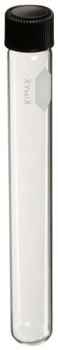 KIMAX 45066A-20125 kg-33 Borossilicate Glass 25ml Tubo de cultura de parafuso, com revestimento de borracha sem tração