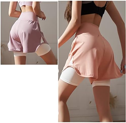 Contraste de cor de contraste de duas peças shorts esportivos de cintura alta solta calças de fitness de corrida rápida calça de ioga