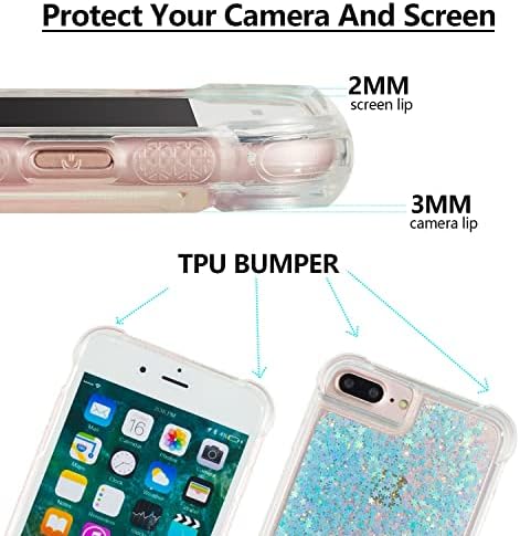 Capa de capa de telefone com estojo de glitter compatível com iPhone 6 Plus/6s Plus/7 Plus/8 Plus Case compatível com