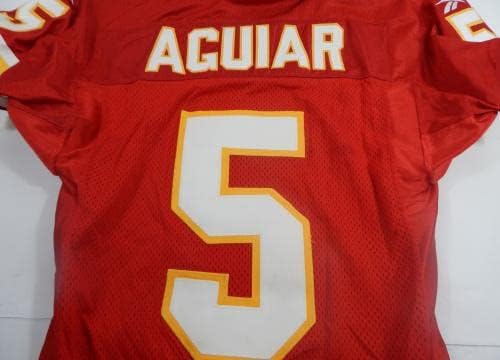 1997 Kansas City Chiefs Louie Aguiar 5 Game usou Red Jersey 42 DP32767 - Jerseys não assinados da NFL usada