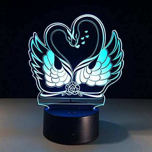 Fxuslgt 3d Animal Swan Night Luz 16 Alteração de cor LED LED REMOTO T mesa da mesa Lâmpada acrílica ABS plana Base