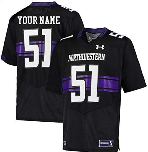 Northwestern Custom Wildcats Football Black Replica Jersey