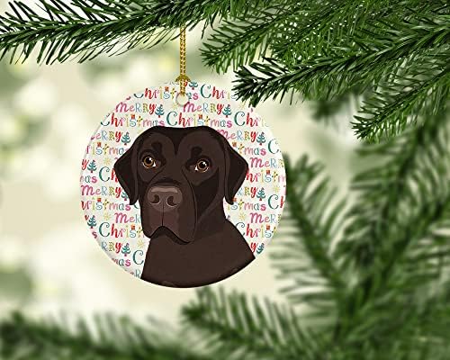 Tesouros de Caroline WDK2190CO1 Labrador Retriever Chocolate #1 Ornamento de cerâmica de Natal, decorações de árvores de Natal, ornamento pendurado para Natal, férias, festa, presente, presente