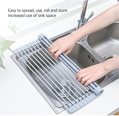 Secador de prato de rollop pequeno e deoglobal - embalagem de silicone barra de aço grossa em secador de prato de pia - secador