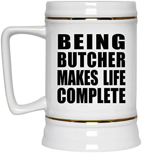 Designsify Ser Butcher Torne a vida completa, 22 onças de cerveja caneca de tanque de cerâmica com alça para freezer,