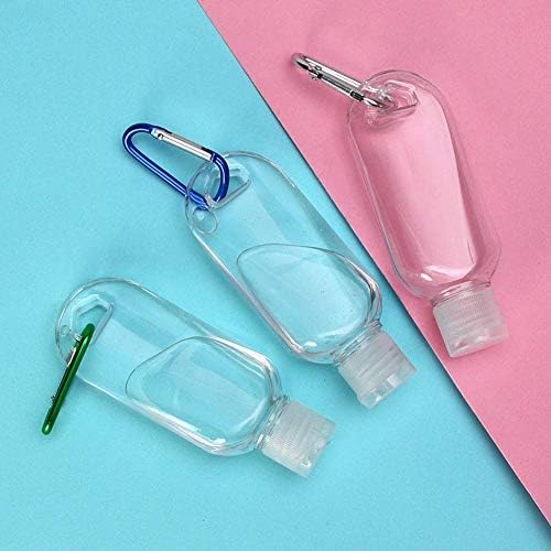 Viagem Garrafas de chaveiro de plástico transparente, recipientes de garrafas de desinfetante para as mãos, garrafas