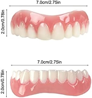 OTCPP Comfort Fit Flex Dents - Conjunto de correspondência superior e inferior, sombra branca brilhante - dentes falsos para