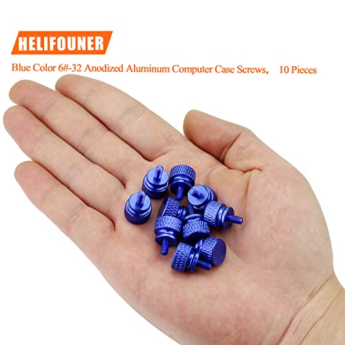 Helifouner 10 peças 6-32 Thread, azul colorido de alumínio anodizado