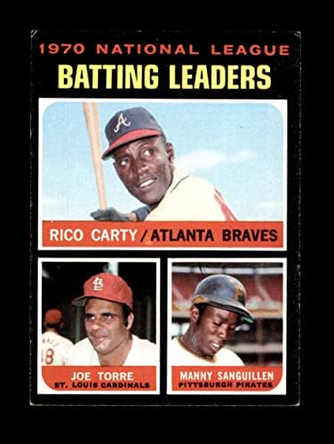 1971 Topps 62 líderes de rebatidas NL Rico Carty/Manny Sanguillen/Joe Torre Braves/Cardinals/Pirates VG/Ex Braves/Cardinals/Pirates