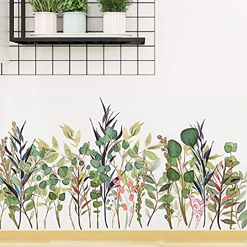 Amaonm Removável Plantas verdes frescas decalque decalque criativo Diy Flor Grass Startador de parede 3D decoração de arte doméstica para sala de estar para crianças quarto de parede de parede canto de berçário em sala de aula