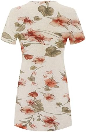 Vestido de camiseta feminina vestido de túnica floral vestidos de túnica curta de manga curta