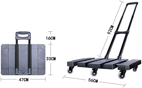 Guangming - Caminhão de mão dobrável com 6 rodas universais, carrinho de plataforma de push ajustável, carrinho de carrinho de