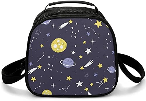 Lunhagem isolada premium Planetas de desenho animado Estrelas e cometas Trabalho de viagem Lunch Office Luncher