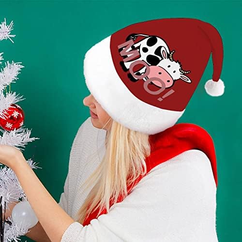 Linda vaca chapéu de natal chapéu de Papai Noel para adultos unissex Comfort Classic Natal Cap para férias de festa de Natal