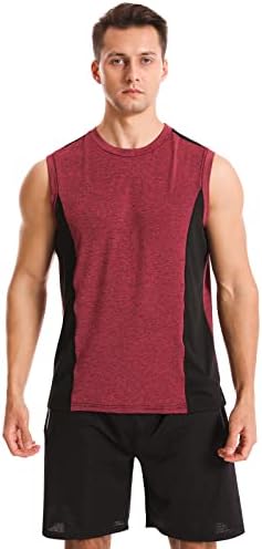 Vislivin Men's 4 Pack Tampo Tamas sem mangas Exercício de camisas secas rápidas Camisas musculares de ginástica camisetas atléticas