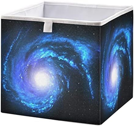 Emelivor Universo Galaxy Blue Cube Bin Cubos de armazenamento dobrável cesta de brinquedos à prova d'água para caixas de organizador