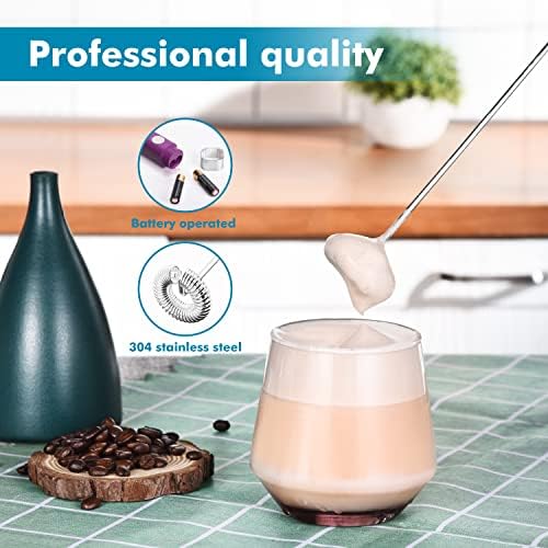 Frother de leite portátil de Venigo, fabricante de espuma elétrica operada por bateria para misturador de bebidas, perfeito para café à prova de balas, matcha, cappuccino e chocolate quente