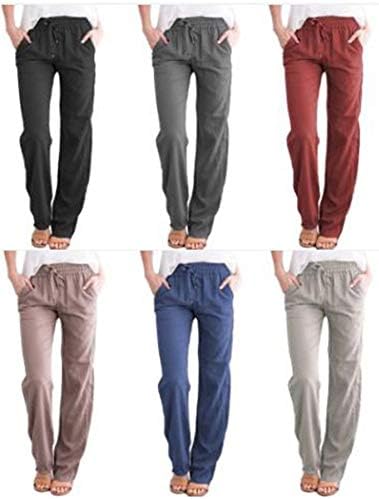 Andongnywell Women Solid Color Athletic Sweetpants Lounge Yoga Pontas de perna larga atiradores ativos com calças de