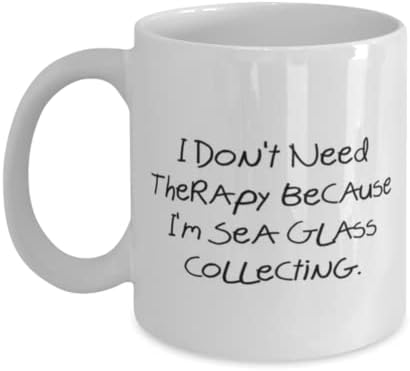 Ideia única de vidro do mar colecionando presentes, não preciso de terapia porque sou mar, vidro do mar coletando 11 onças de caneca de amigos de amigos