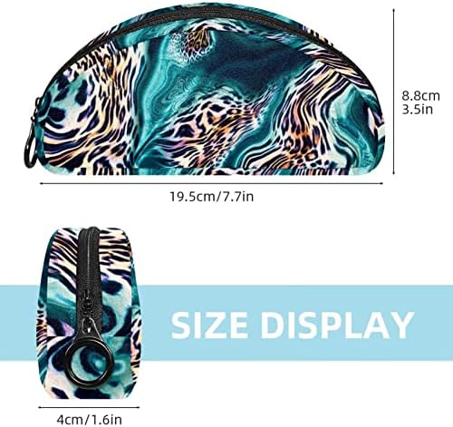 Tbouobt Makeup Bag Bolsa de bolsa de bolsa cosmética de viagem com zíper, textura de mármore de leopardo turquesa Morden