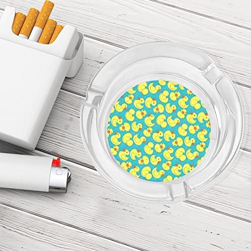 Pato de borracha amarelo e bolhas de cigarro cinzeiros de vidro redondo bandeja de cinzas para fumantes para a mesa de