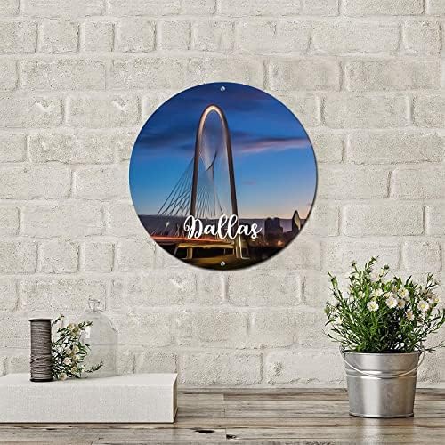 Sign de lata de metal vintage Americano Texas State Dallas City Skyline Cenário Cityscape City View Retro Wall Wall Sign Placa Placa