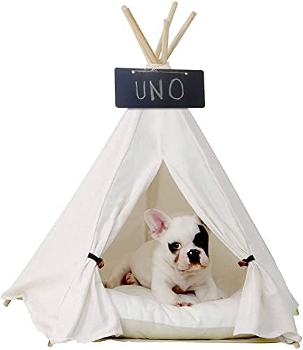 Little Dove Pet Teepee Dog & Cat Bed - Tendas e casas portáteis para cães e gatos cor bege 24 polegadas sem almofada