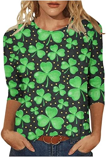 Camisas Shamrock para Mulheres 3/4 Sleeve Irish Graphic Tees