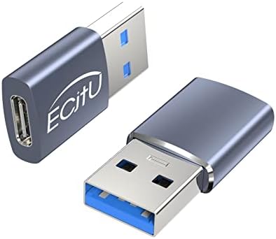 Ecjtu USB A a USB C Adaptador 2 pacote, USB C fêmea para um acoplador masculino USB