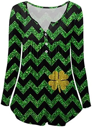 CLGMVCG ST PATRICKS DIA CLAMADA MULHERES MANEIRAS LONGAS MAIAS FASHENTES Printed Henley Tir shirt Button Top St Patricks Day Clothing