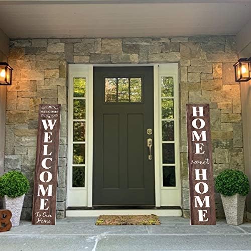 Bem -vindo e em casa Sweet Home Stencil - 18 Pacote grande de boas -vindas verticais e em casa Sweet Sign Modelos de estênceis