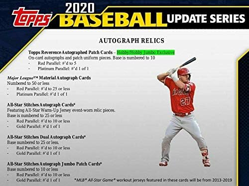 2020 Topps Update Factory Seled Hobby MLB Baseball Box 24 pacotes 14 cartões por pacote Chase Randy Arozarena Cartões
